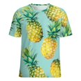 thumbnail image 5 of Lunarable Pineapple Womens Tops Women's Fashion Casual Short Sleeve Flower Print Round Neck Pullover Top Blouse, 5 of 6
