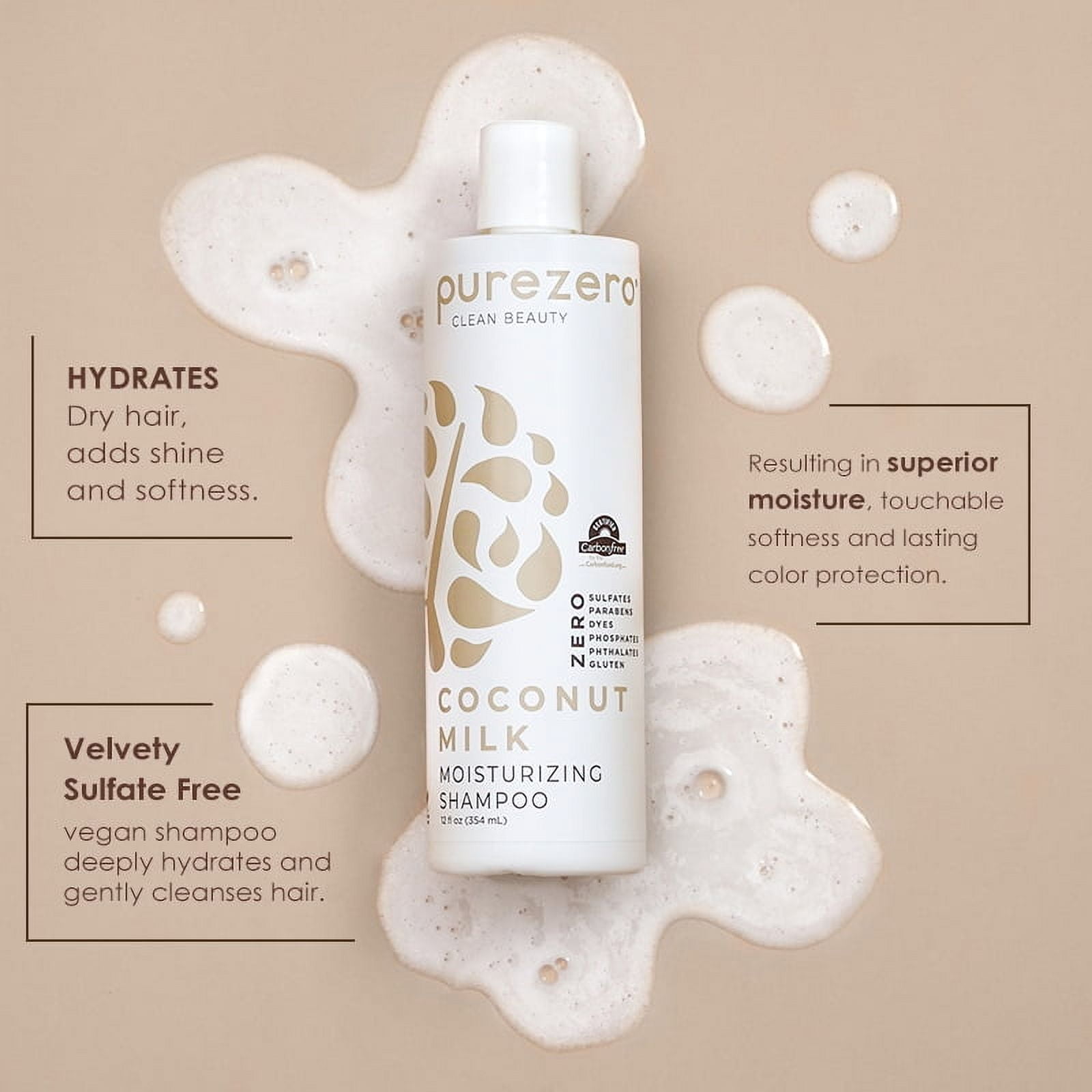 (4 pack) Purezero Coconut Milk Shampoo, 12oz