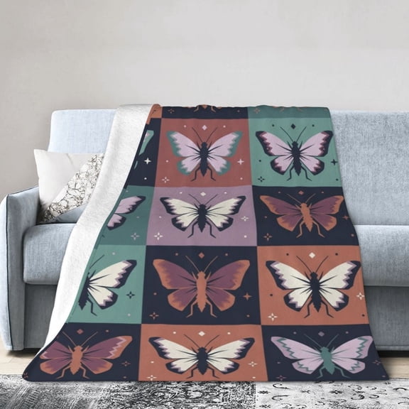Butterfly Flannel Throw Blanket, Super Soft Warm Cozy Plush Blanket for Women and Adults, Sofa Couch Bed 50x40