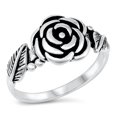 thumbnail image 1 of Oxidized Leaf Flower Rose Anniversary Ring .925 Sterling Silver Band Jewelry Female Male Size 6, 1 of 4