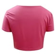 thumbnail image 4 of DuoJiaJ Womens Summer Square Neck Tops Short Sleeve Shirts Slim Fit Crop Top Pink M, 4 of 4