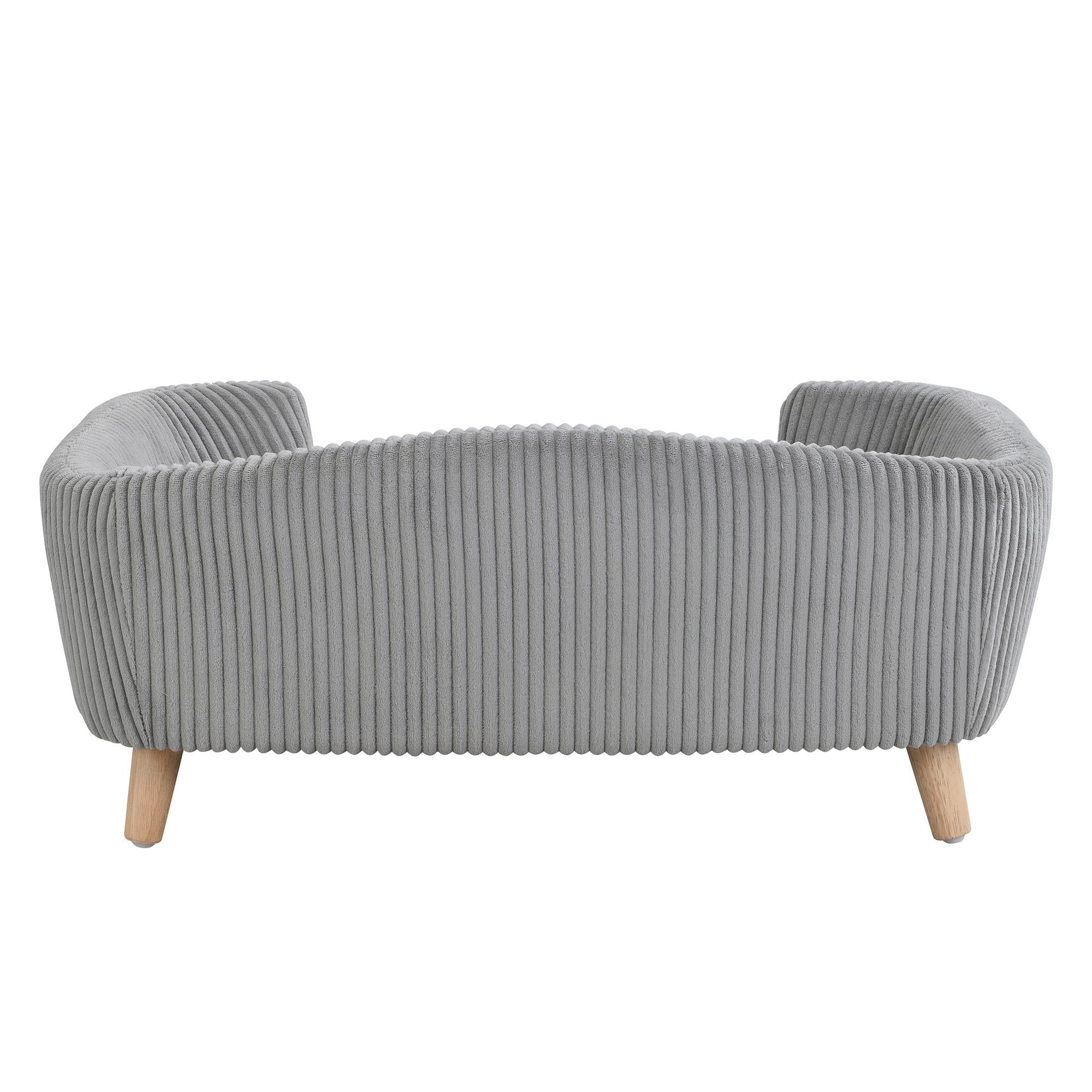 Pefilos Large Dog Couch Furniture, 30" Wide Pet Sofa for Medium Dogs with Removable Mattress, Luxury Raised Pet Couch Lounging Dog Bed with Anti-Slip Bottom, Light Gray