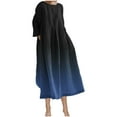 thumbnail image 1 of cfhntfmh Robes Grande Taille pour Femmes Mode Col Rond Manches Longues Robe Imprimée Décontractée Fluide Plage Midi, 1 of 6