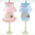 thumbnail image 5 of DOPI Hooded Dog Dress Warm Comfortable Dress-up Ruffle Hem Bowknot Plaid Decor Cat Dress Pet Supplies, 5 of 8
