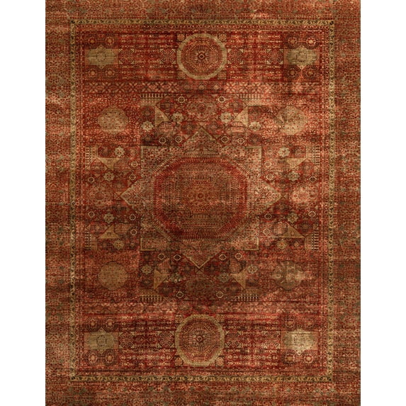 Ahgly Company Indoor Rectangle Abstract Red Oriental Area Rugs, 4' x 6'
