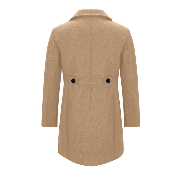 Clearance 2024! AIEOTT Men's Long Wool Coat Business Trench Coat