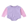 thumbnail image 1 of Baby Fall Romper Casual Long Sleeve Contrast Color Waffle Bodysuit, 1 of 8