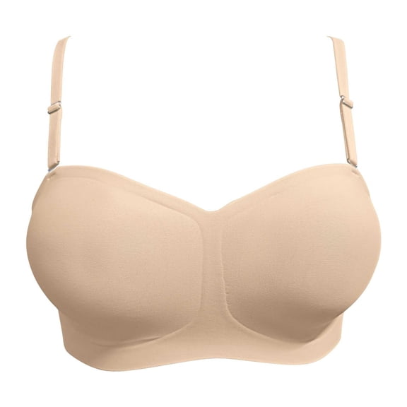 Levmjia Women's Strapless Wireless Bra Seamless Invisible Bandeau Bra with Adjustable Straps Convertible Push Up Comfort Support for Daily Wear
