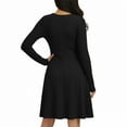thumbnail image 5 of Xdegoge Knit Ribbed Dress for Women Long Sleeve A Line Midi Dresses with Crew Neck and Fitted Waist, Casual Office Wear, 5 of 7