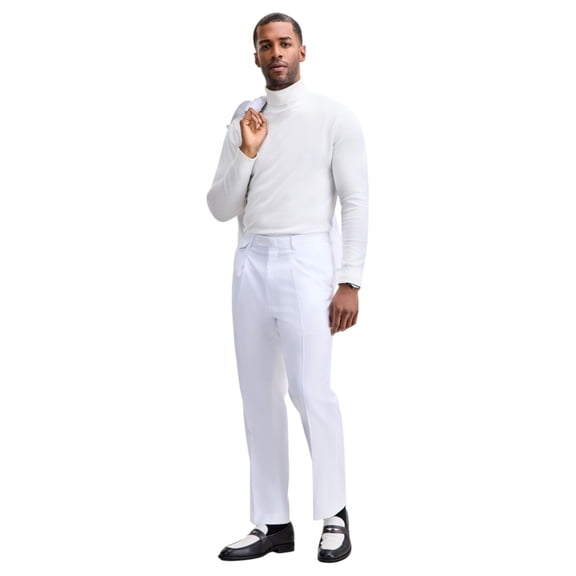Tayion Mens Classic fit Dress Pants 40 / 32 White Solid