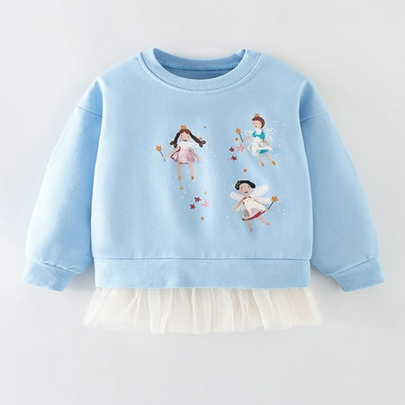 

Toddler Girls Hoodies And Sweatshirts Autumn Winter Cartoon Printed Causal Round Neck Long Sleeved With Lower Hem Clothing Tops Activewear