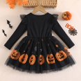 thumbnail image 6 of Angala Performance Dress For Girls Long Sleeve Crew Neck Pumpkin Print Girls Halloween Dresses, 6 of 9