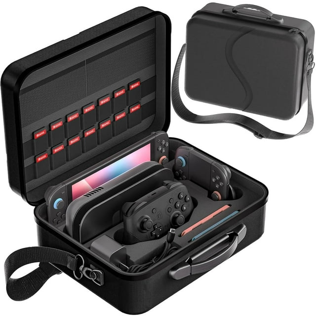 Étui de Voyage Rigide Portable pour Nintendo Switch 2 avec 18 Fentes pour Cartes de Jeu, Sac Étanche à Protection Complète pour Accessoires de Jeu