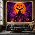 thumbnail image 6 of Haunted House on Hill with Pumpkins, Spooky Gothic for Goth Fans, Digital Art Wall Decor, Halloween Gift, Tapestry Wall Hanging for Bedroom and Living Room, 6 of 7