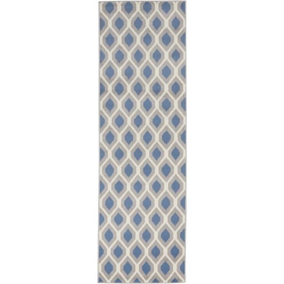 Nourison Grafix Trellis Blue 2'3" x 7'6" Area Rug, (2x8)