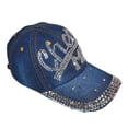 thumbnail image 7 of Popfizzy Womens Cheer Mom Hat, Bling Blue Denim Adult Baseball Hat, 7 of 7