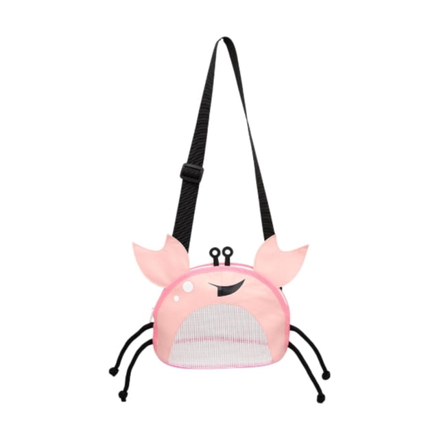 Bolsa de playa de malla para niños, accesorios de natación organizadores, bolso de recolección de conchas lindo en forma de cangrejo para sostener