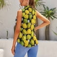 thumbnail image 3 of Yellow And Green Lemon Pattern Blouses Women Bow Tops Elegant Sleeveless Office Work Shirt Casual Holiday Women's Tops, 3 of 6