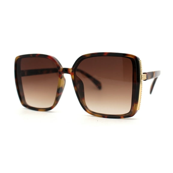 Luxurious Womens Thin Plastic Rectangle Diva Sunglasses Tortoise Brown