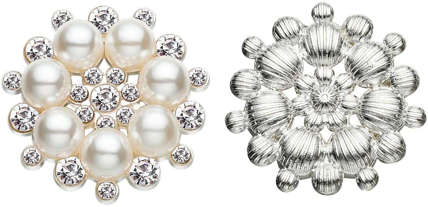 10 Pieces Round Clear Rhinestone Metal Buttons  20 mm Bridal Embellishment DIY 