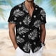 thumbnail image 1 of Ceisia Men's Breathable Four-Way Stretch Black Palm Leaf Print Cuban Collar Short Sleeve Hawaiian Beach Shirt Gift, 1 of 7
