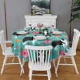 thumbnail image 2 of Border Collie Dog and Flower Florals Round Tablecloth 60"x60",Wrinkle Wipeable Table Cloth for Kitchen Dining Room Picnic Patio Party, 2 of 6