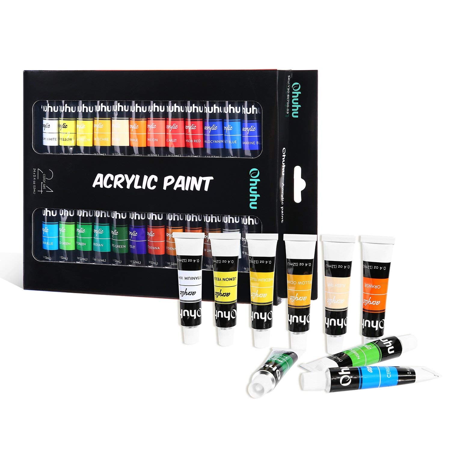 Outdoor Acrylic Paint for Metal, Ohuhu 24 Colors Art Craft Paint Set, 18  Basic and 6 Metallic Acrylic Paints (60ml, 2oz.) with 6 Brushes, Waterproof