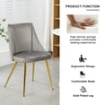 thumbnail image 6 of Miekor Furniture Modern simple light luxury dining grey chair home bedroom stool back dressing chair student desk chair gold metal legs(set of 4) 112666, 6 of 9