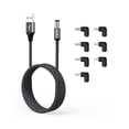 thumbnail image 1 of xixishop 3.3ft USB to DC 5V Power Cord 5521(5.5x2.1mm) | Braided Nylon & Aluminum Shell | 6pcs DC Adapter Tips | Fast & Durable Charging for CCTV Cameras, Routers, LED Strips, Dark Gray, 1 of 1