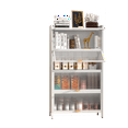 thumbnail image 3 of Modern Fluted Glass 2-Door Metal Pantry Cabinet with 4 Flip Doors, 5-Level Storage & Gold Accents – Ideal for Dining, Living Room, or Office,White, 3 of 6