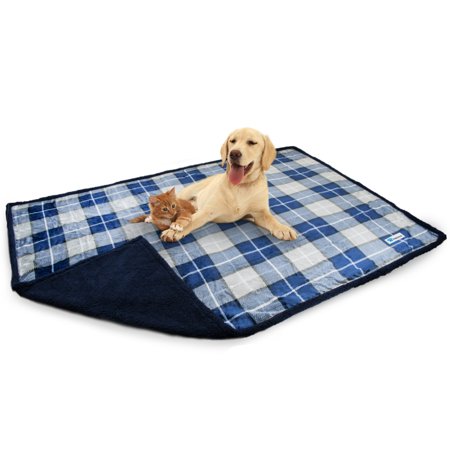 UPC: 0619775267022 | PetAmi WATERPROOF Dog Blanket For Bed  XL Dog Pet Blanket Couch Cover Protection  Sherpa Fleece Leakproof Bed Blanket for Crate Kennel Sofa Furniture Protector  Reversible Soft Plush 80×60 Plaid Navy