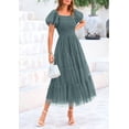 thumbnail image 4 of Vestido PRETTYGARDEN Midi de Tul con Fruncido y Mangas Abullonadas en Salvia S, 4 of 7