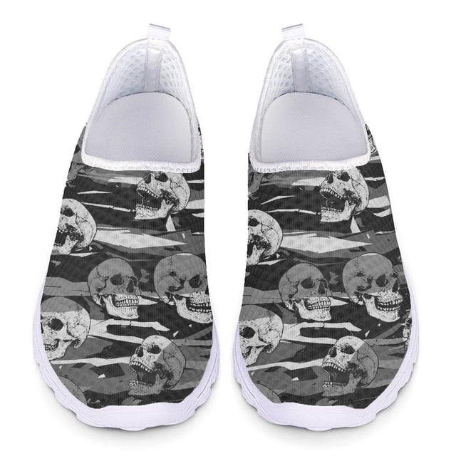 Doginthehole Graffiti Skull - Zapatos de malla de verano para mujer, zapatillas de deporte de alta calidad, zapatos informales antideslizantes para sala de estar