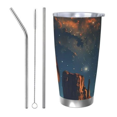 

Vsdgher Cowboy Boots Under Starry Sky 20 Oz Stainless Steel Vacuum Insulated Travel Mug Coffee Cup for Home Office Outdoor Works Great for Ice Drinks and Hot Beverage -Straw Three-piece Set