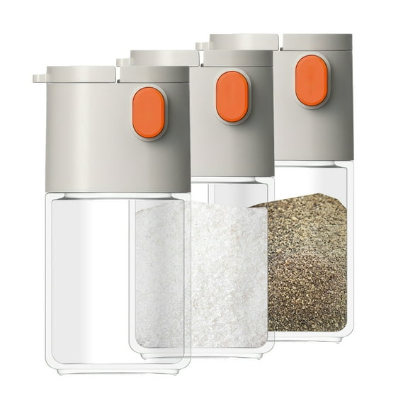 Sekonow 3 Pack Salt and Pepper Shakers with Quantitative Spout, Glass Measuring 0.5g Salt Shaker Dispenser, Spice Shaker for Salt Sugar Seasoning Kitchen Cooking Camping