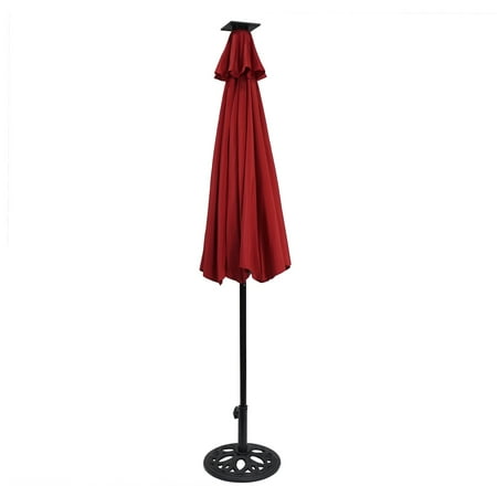 Sun Ray - 9' Round 8Rib Aluminum Bluetooth Solar Lighted Umbrella - Grey