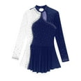 thumbnail image 5 of inhzoy Women's Figure Skating Dress Shiny Long Sleeve Ice Roller Skating Dance Dresses Leotards Navy Blue XL, 5 of 7