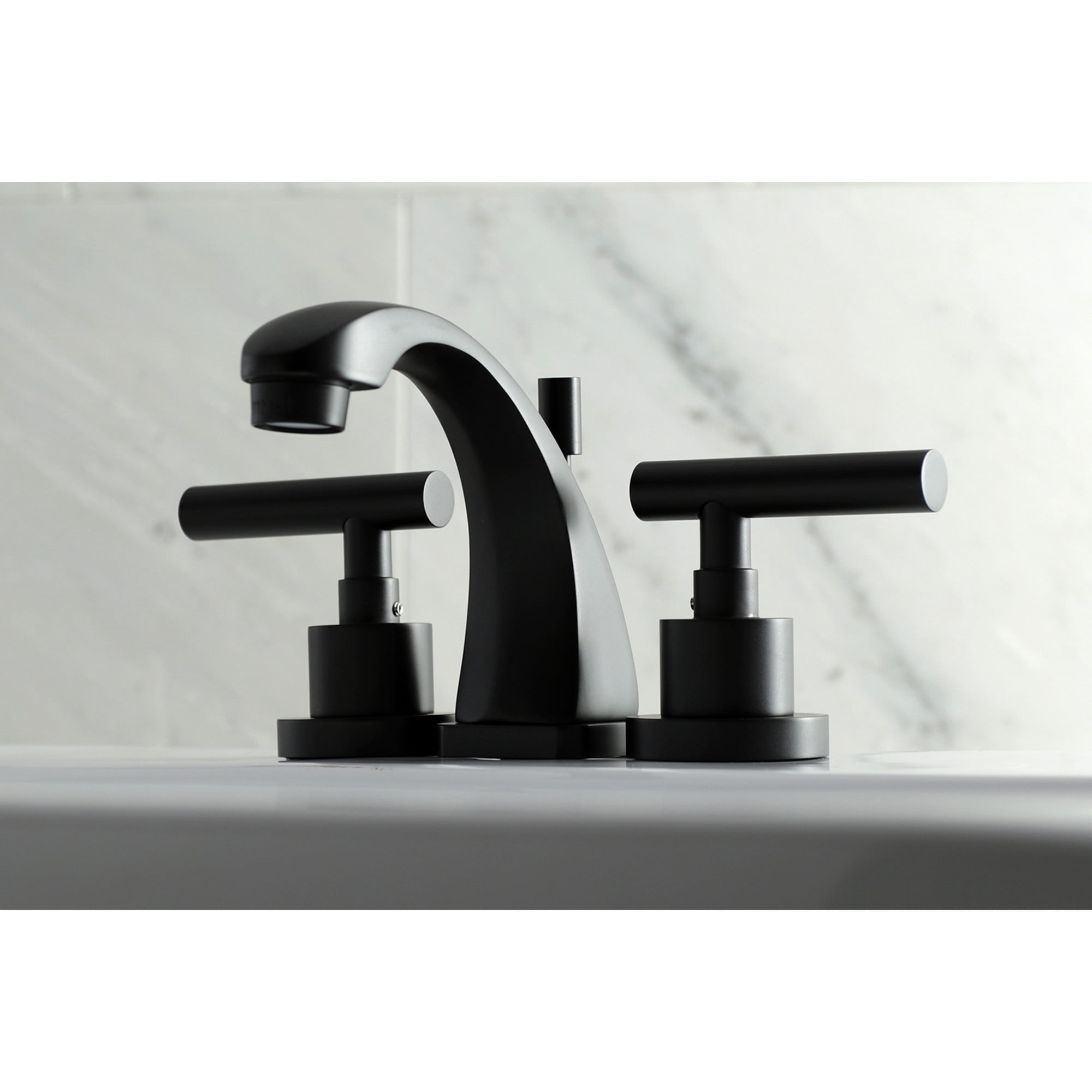 Kingston Brass KS4940CML Manhattan Widespread Bathroom Faucet with Brass Pop-Up, Matte Black