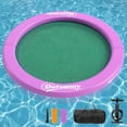 thumbnail image 2 of Outsunny 8FT Inflatable Water Hammock, Round Floating Ring, Inflatable Floating Dock Platform with Mesh for for Lakes, Pools, Oceans, Purple, 2 of 9
