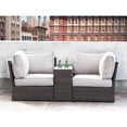 thumbnail image 2 of Living Source International Ensemble de Sièges 3 Pcs avec Coussins, Espresso/gris, 2 of 3