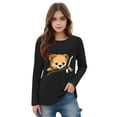 thumbnail image 3 of Ugoldhm Girls Shirts Round Neck Bear Zip Graphic Tops Long Sleeve Loose Fit Tunic Tees, 3 of 5