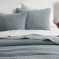 thumbnail image 3 of EverGrace Stonewashed 100% Natural Cotton Waffle Quilt Set Queen Size 3 Pieces, Soft, Breathable & Substantial Bedding, Quilted Coverlet Bedspread with 2 Shams for All Seasons, Blue Linen, 3 of 9