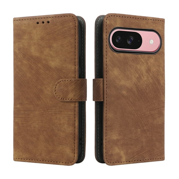 ELEHOLD Wallrt Case for Google Pixel 10 /10 Pro, RFID Blocking Shockproof Phone Case with Wrist Strap, Flip Faux Leather Cover with Kickstand and Card Slots,Brown
