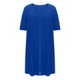 thumbnail image 5 of Cxenplz Women's Zipper Up Robe Short Sleeves Nightgown Zip Front Cotton Housecoat Soft Short Bathrobe with Pockets, 5 of 8