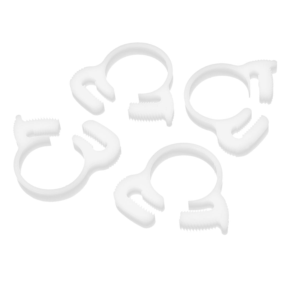 Aexit 22.8mm-24.8mm Double Clamps Gripping Ratchet Type Plastic Hose Clamps Clips White Strap Clamps 4 Pcs