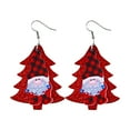 thumbnail image 2 of Pendientes para mujer, regalos para mujer, pendientes navideños de cuero, ligeros, con forma de árbol de Navidad, regalo de Navidad., 2 of 2
