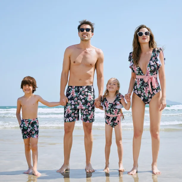 PatPat Girls One Piece Swimsuits Cute Floral Swimwear Family Matching Bathing Suit for Women Men Girls Boys Walmart