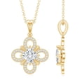 thumbnail image 3 of Rosec Jewels Lab Diamond Floral Pendant Necklace - Vintage Inspired Wedding Necklace (EF-VS Grade), 14K Yellow Gold, 3 of 6