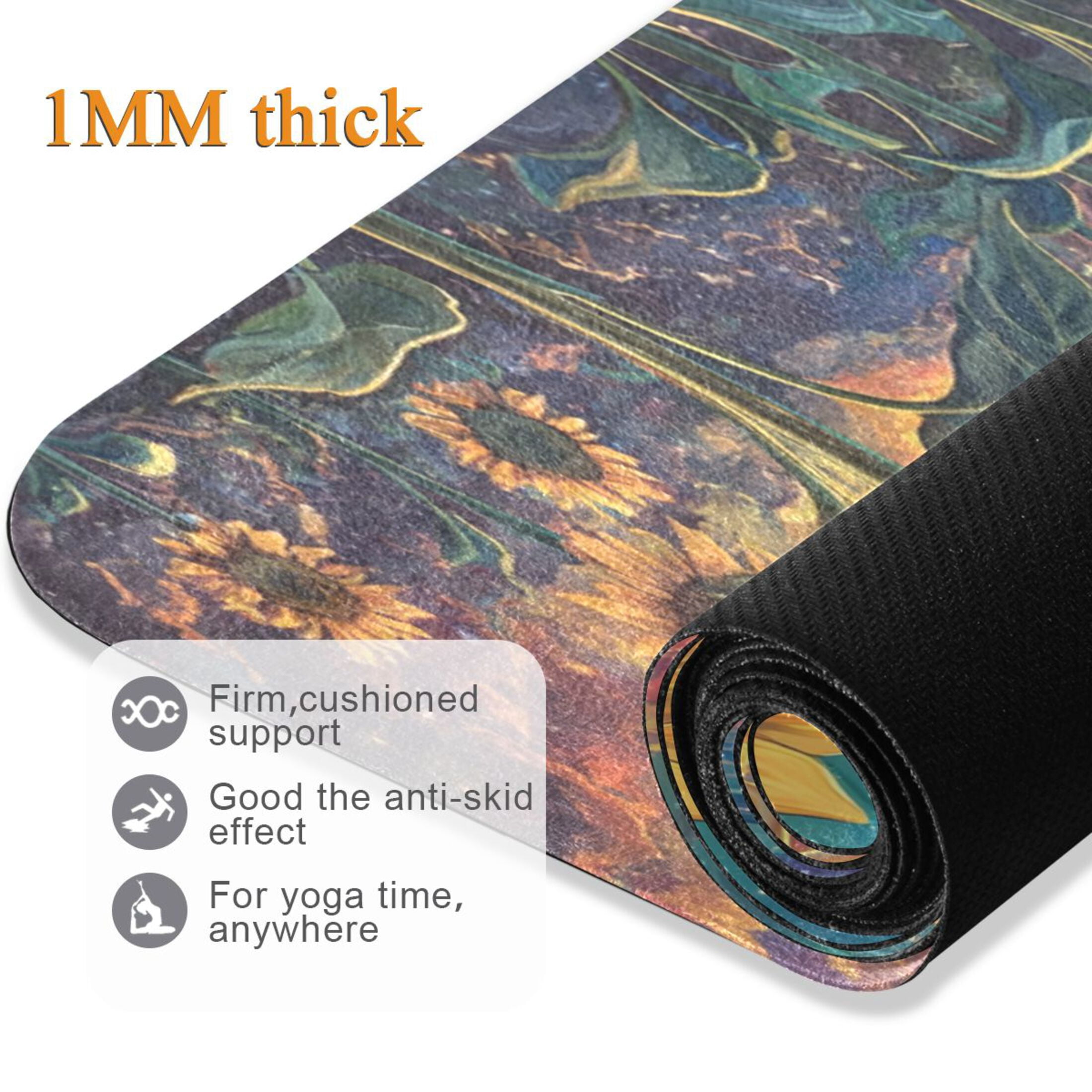 BZSMCE Yoga Mat Women Sunflowers under A Cosmic Sky Fitness Mat