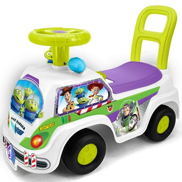 Kiddieland: Adventure Ride-On - Buzz Lightyear - Disney Space Light & Sound Foot-To-Floor Vehicle, Interactive Dashboard, Push Handle, Toddlers 12mo 